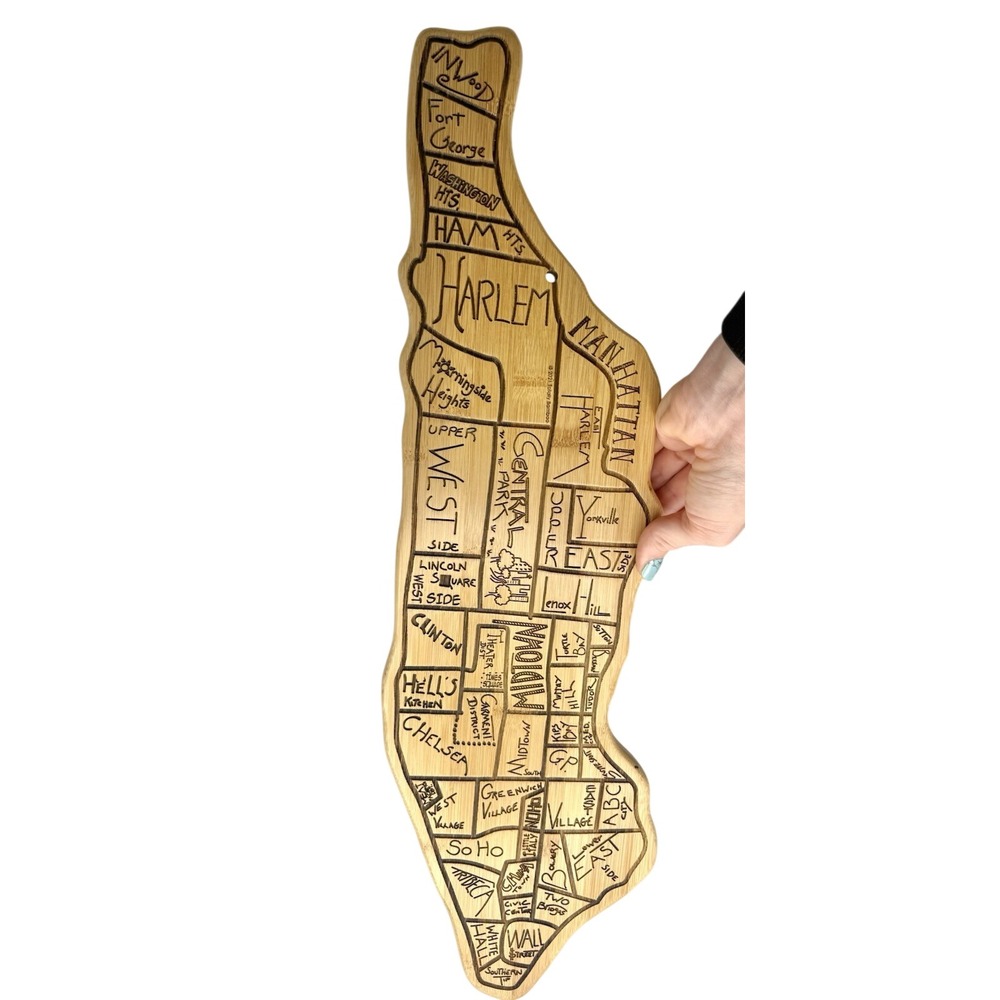Manhattan New York NYC Cutting Board Wall Art 22" Laser Etched Totally Bamboo